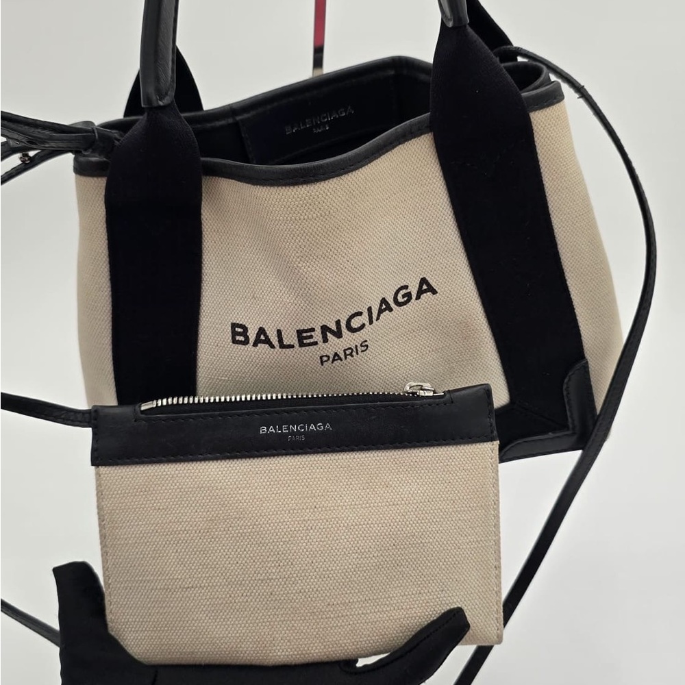 Balenciaga Black and Cream Tote Bag Set